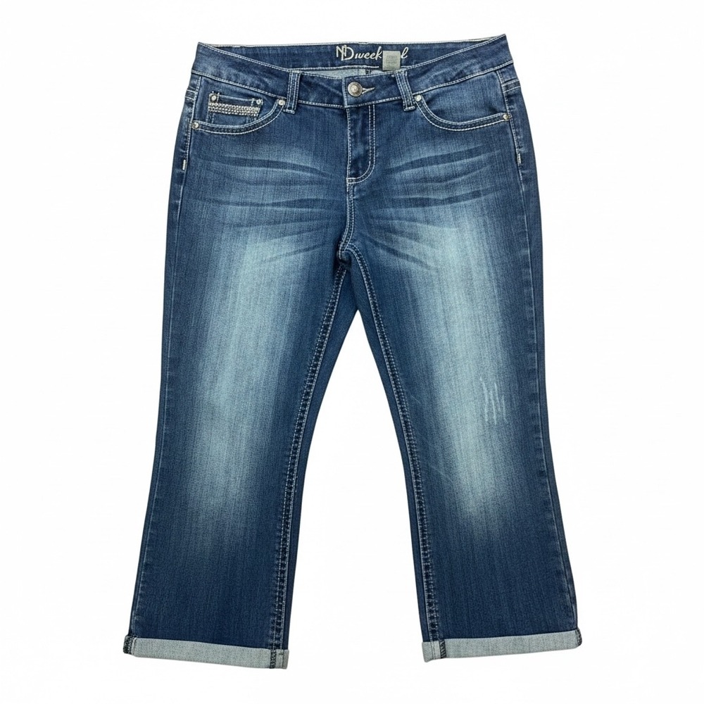 ND Weekend Womens Denim Capri Jeans Size 12 Dark Wash Stretch Cuffed Cropped